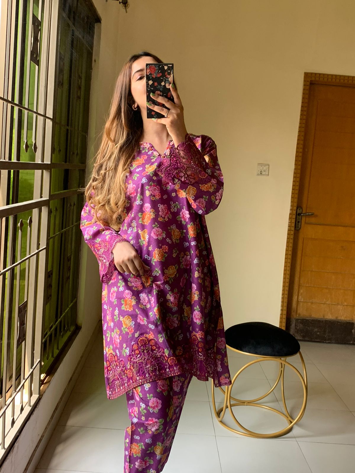 New digital lawn A Line style floral print Summer Season For Girls