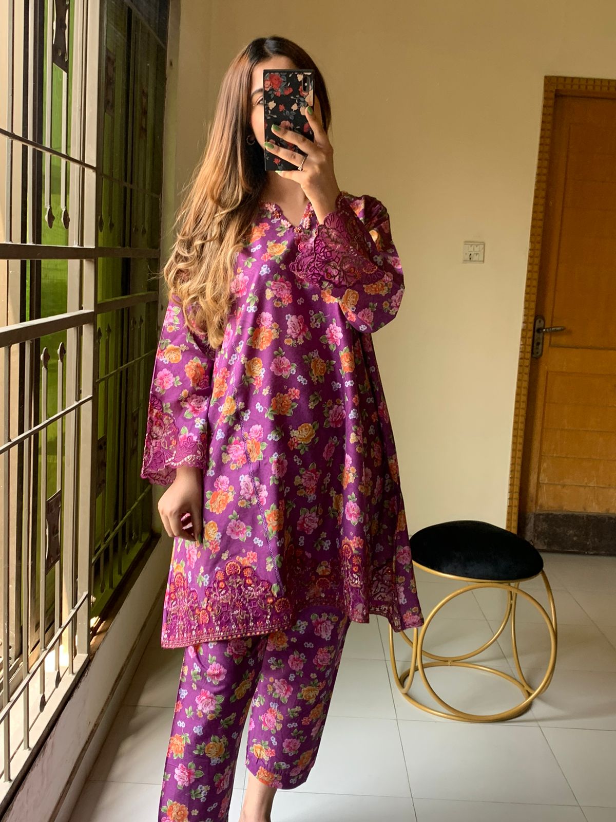 New digital lawn A Line style floral print Summer Season For Girls