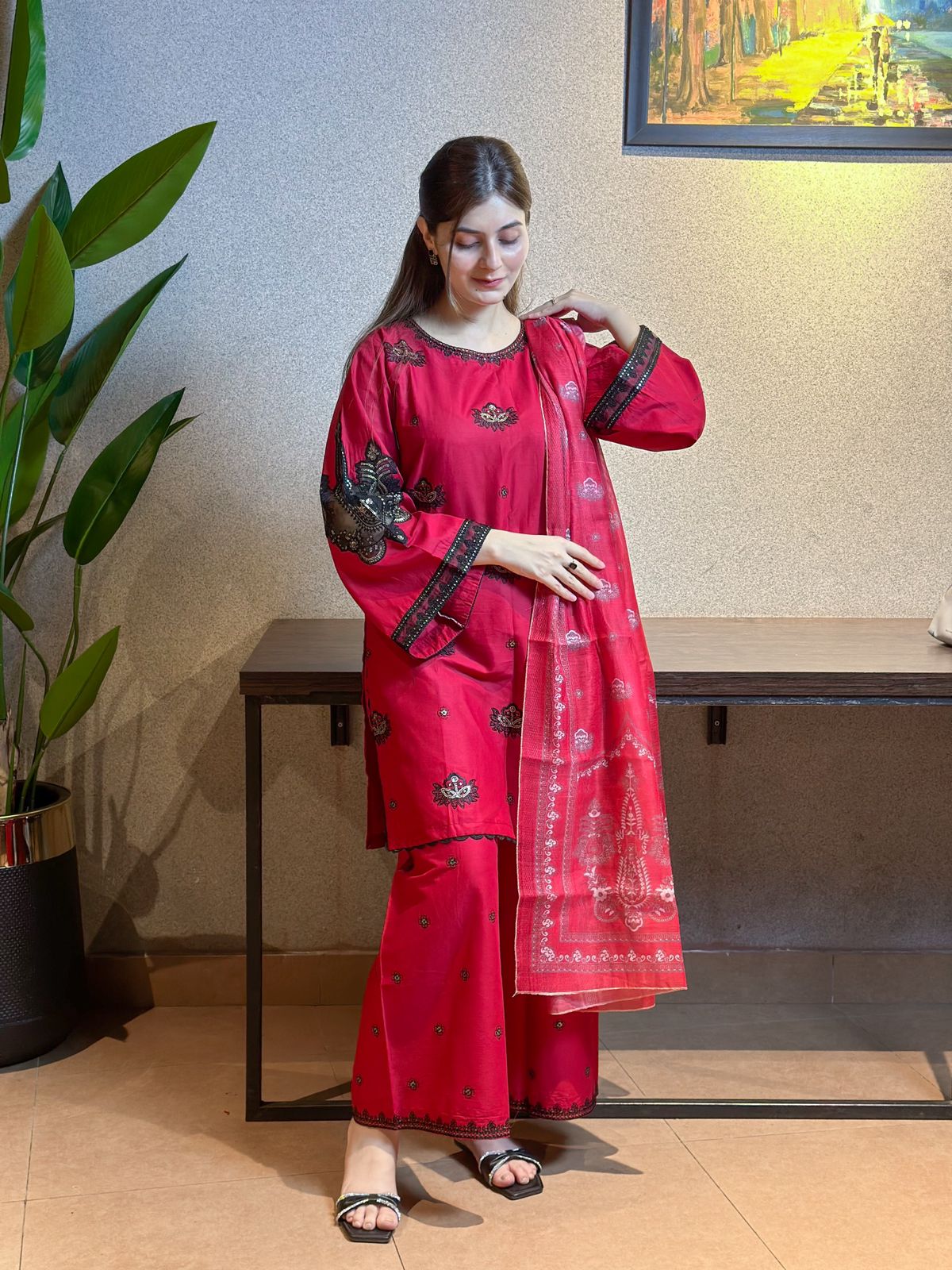 BKC 3 Piece Embroidery Stitched Suit